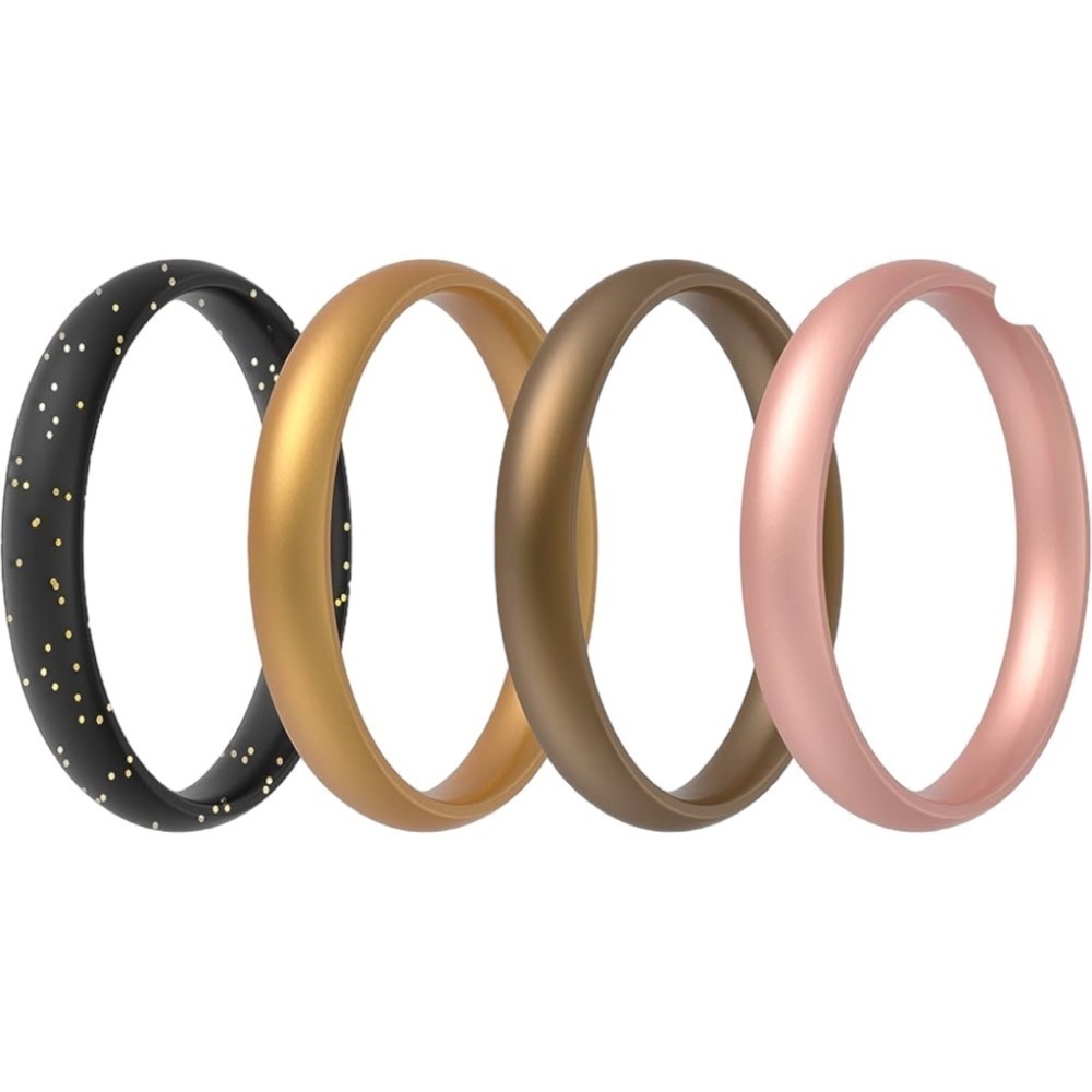 3/$20 ThunderFit Super Thin Silicone Rings Wedding Bands for Women Set of 4
